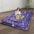 Japanese Floor Mattress,4" Thicken Japanese Floor Sleeping Pad Foldable,Futon Mattress Suitable for Camping and Guest Room (Blue, Queen (80" X 60"))