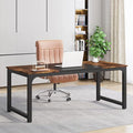 Tribesigns Modern Computer Desk, 63 x 31.5 inch Large Office Desk Computer Table Study Writing Desk Workstation for Home Office, Vintage Black Metal Frame