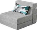 ANONER Folding Sofa Bed Couch Memory Foam Fold Out Chair Bed with Pillow, Single Size Convertible Sofa Bed Futon Sleeper Chair, Light Gray