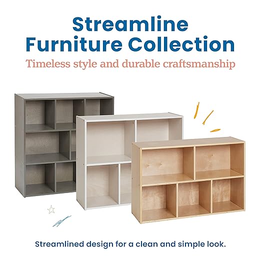 ECR4Kids Streamline 8-Compartment Storage Cabinet, 36in, Classroom Furniture, Grey Wash
