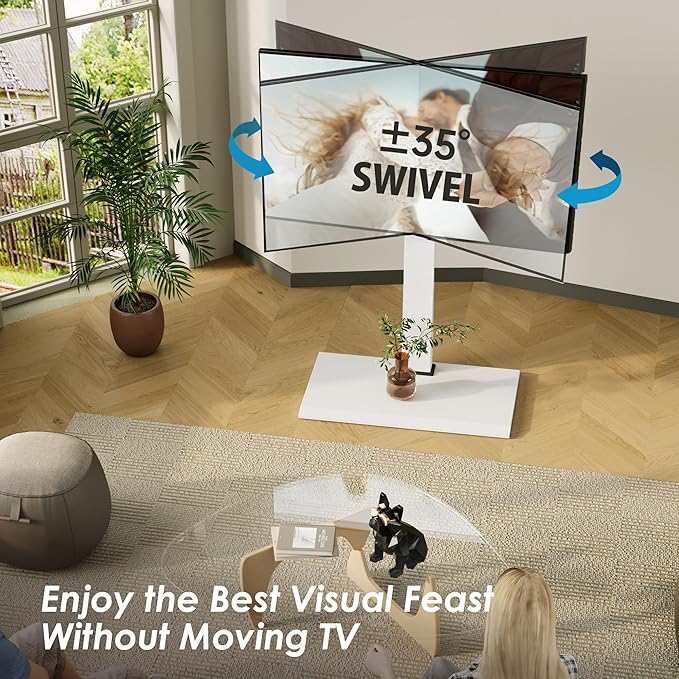 FITUEYES Iron Base Universal Floor TV Stand with Swivel Mount Space Saving for 50-85 Inch LED LCD OLED Plasma Flat Panel or Curved Screen TVs