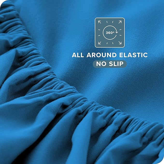 Bare Home King Sheet Set - Luxury 1800 Ultra-Soft Microfiber King Bed Sheets - Double Brushed - Deep Pockets - Easy Fit - 4 Piece Set - Bedding Sheets & Pillowcases (King, Medium Blue)