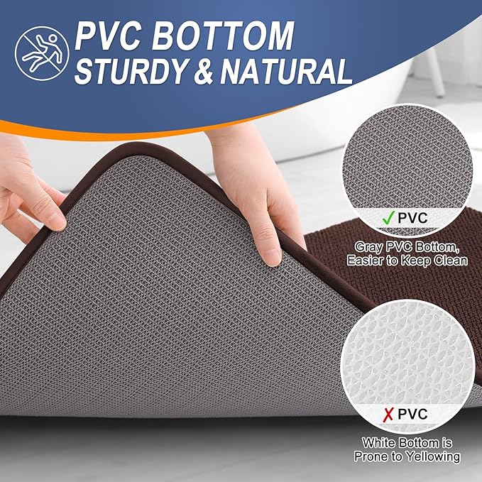 OLANLY Thick Memory Foam Bath Mat Rug 59x20, Extra Soft Absorbent Bathroom Rug, Quick Dry Bath Mats, Non-Slip, Machine Washable Carpet for Bathroom, Tub and Shower, Home Decor Accessories, Brown