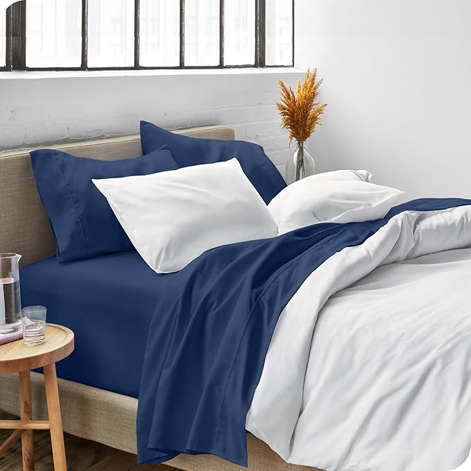 Bare Home Full Sheet Set - Luxury 1800 Ultra-Soft Microfiber Bed Sheets - Double Brushed - Deep Pockets - Easy Fit - 4 Piece Set - Bedding Sheets & Pillowcases (Full, Dark Blue)