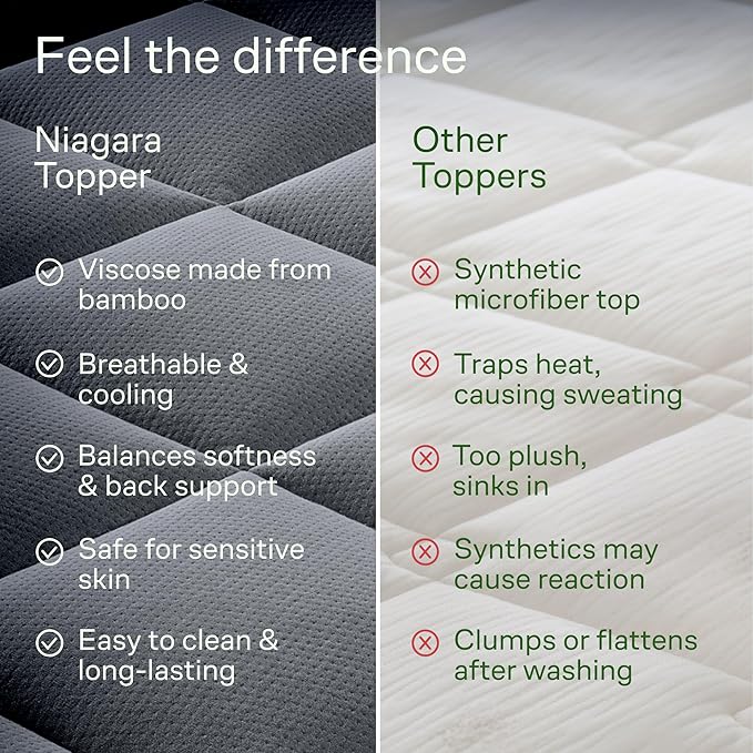 Ultra Soft California King Size Mattress Topper - Viscose Made from Bamboo Pillow Top Mattress Pad for Back Pain Relief - Naturally Cooling for Hot Sleepers, Grey