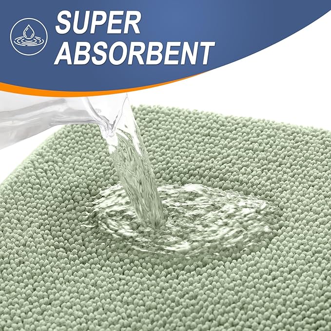 OLANLY Thick Memory Foam Bath Mat Rug 24x16, Extra Soft Absorbent Bathroom Rug, Quick Dry Bath Mats, Non-Slip, Machine Washable Carpet for Bathroom, Tub and Shower, Home Decor Accessories, Sage Green