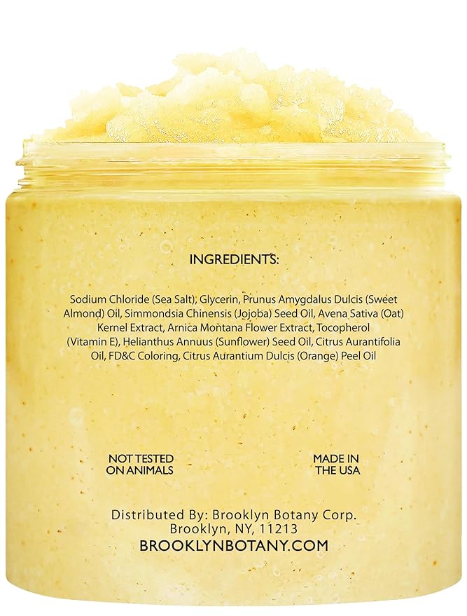 Brooklyn Botany Sweet Orange Body Scrub - Moisturizing and Exfoliating Body, Face, Hand, Foot Scrub - Fights Stretch Marks, Fine Lines, Wrinkles - Great Gifts for Women & Men - 10 oz