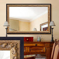 Vintage Gold Mirror 36”x24”, Black Decorative Mirror for Vanity with Gold Foil Carvings Solid Wooden Frame, Antique Handmade Aging, for Luxe Living Room, Entryway, Bathroom and Bedroom