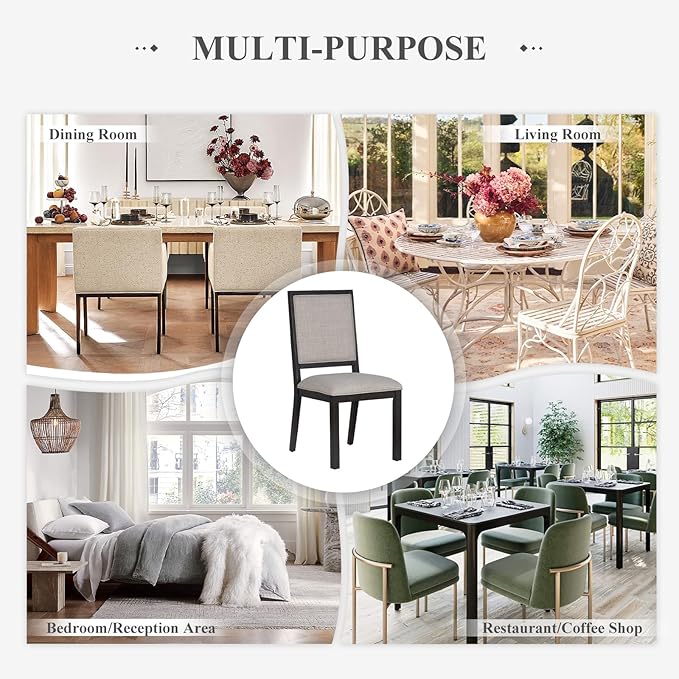 COLAMY Upholstered Dining Chairs Set of 4, Mid Century Modern Dining Room Chairs, 19 Inch Kitchen Chairs with Back for Dining Room Restaurant, Brown