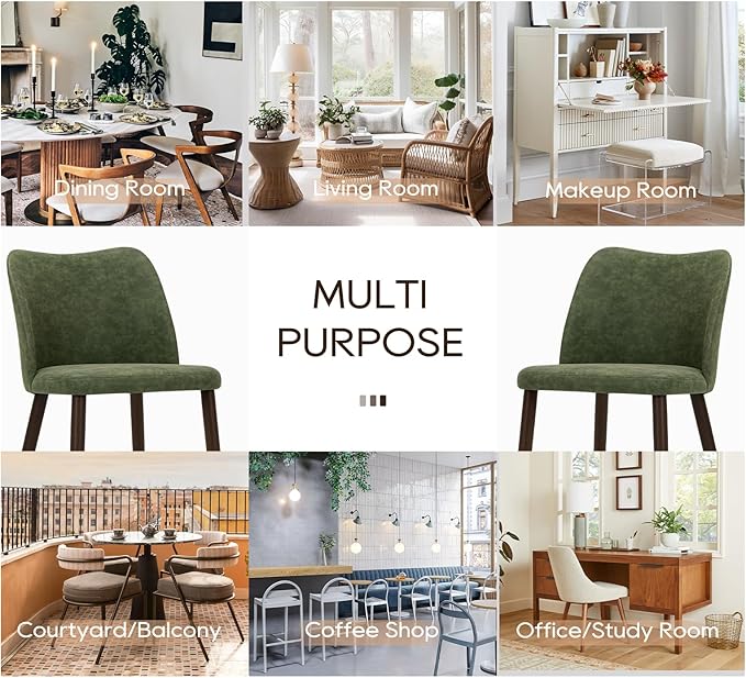 COLAMY 5-Piece Extendable Dining Table Set for 4, 36" Kitchen Round Wood Table with 4 Wooden Dining Room Chairs,Dark Brown/Green