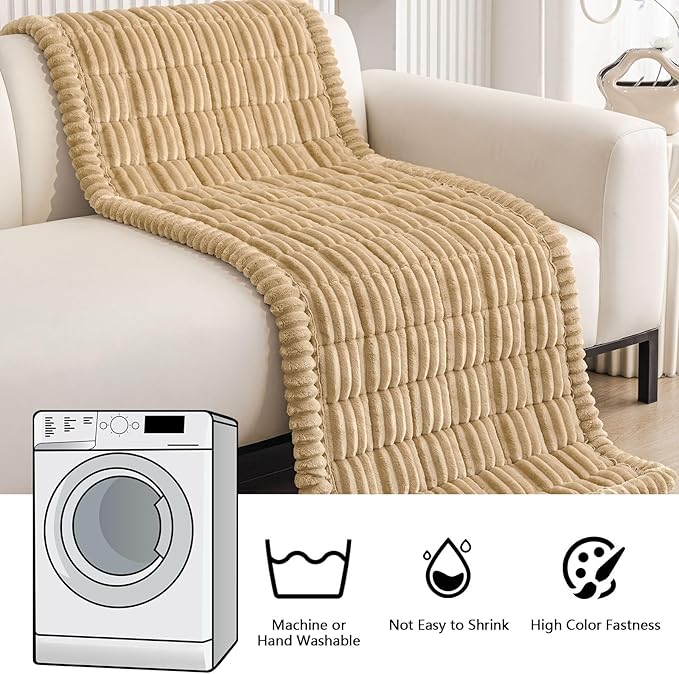 Smiry Couch Cover for Dogs Washable, Non Slip Fuzzy Pet Couch Covers for 3 Cushion Sofa Pet Friendly, Thick Soft Sofa Slipcovers Cushion Protector (Camel, 27.6" x 59")