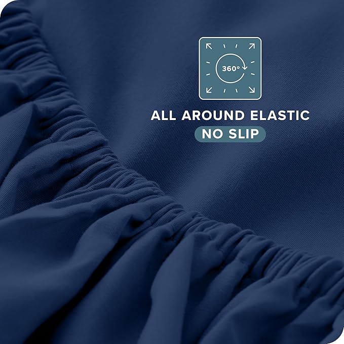 Bare Home California King Sheet Set - 1800 Ultra-Soft Microfiber Cal King Bed Sheets - Double Brushed - Deep Pockets - Easy Fit - 4 Piece Set - Bed Sheets (California King, Dark Blue)