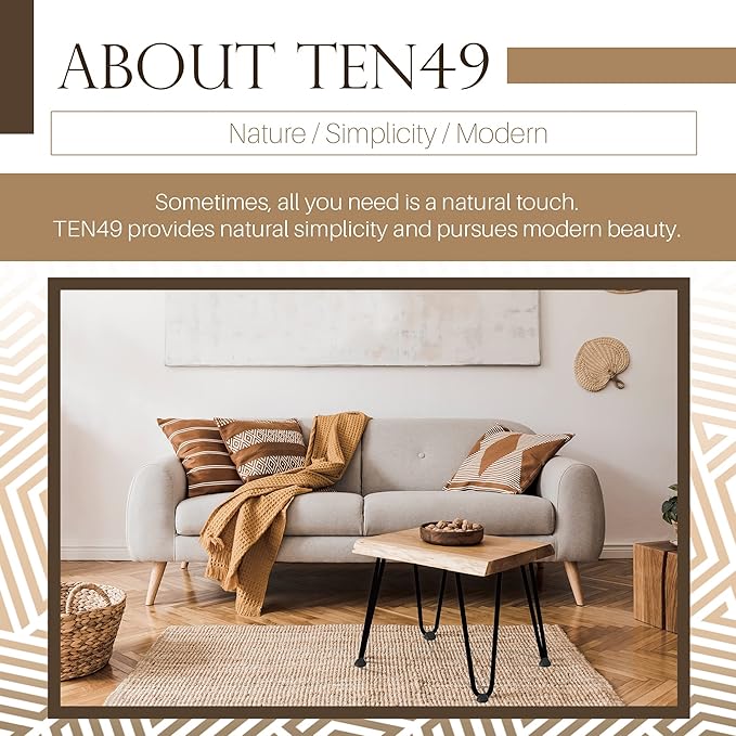 TEN49 Heavy Duty Hairpin Table Leg - 12 Inch Industrial Furniture Legs - Raw Steel Color Solid Rods Metal Leg for Table - Fit for Mid-Century Modern Bed End, Coffee Table, TV Stand, Chair Legs