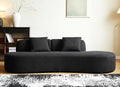 Container Furniture Direct 90" Curved Sofa with Throw Pillows, 4 Seater Luxury Velvet Couch with Half Moon Design and High-Density Foam, Ideal for Modern Living Room, Office & Apartment, Black