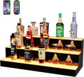 MESAlLUP LED Lighted Liquor Bottle Display Bar Shelves with Remote Control, 3 Tier 30 Inch Multi Color Lighting Bar Accessories for Home, Tavern, Party & Commercial Use