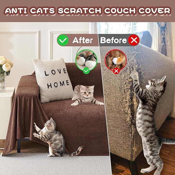 MYSKY HOME Sofa Covers, Washable Couch Cover for Dogs Sofa Cover Furniture Protector Sofa Slipcovers for Dogs Furniture Protector Cover, Thick Durable Non Slip, 91" x 118", Chocolate