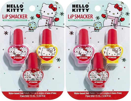 Lip Smacker Holiday Hello Kitty Nail Polish Trio Gift For Girls (Pack of 2)