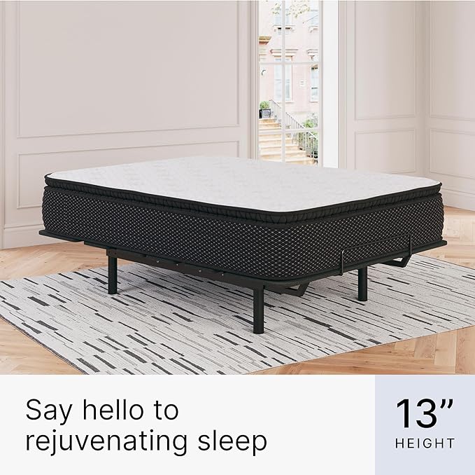 Signature Design by Ashley Limited Edition Pillow Top 13 " Pillow Top Hybrid Mattress with Gel Memory Foam and Edge Support for Cool Sleep and Pressure Relief, King, Fiberglass Free, Mattress In A Box