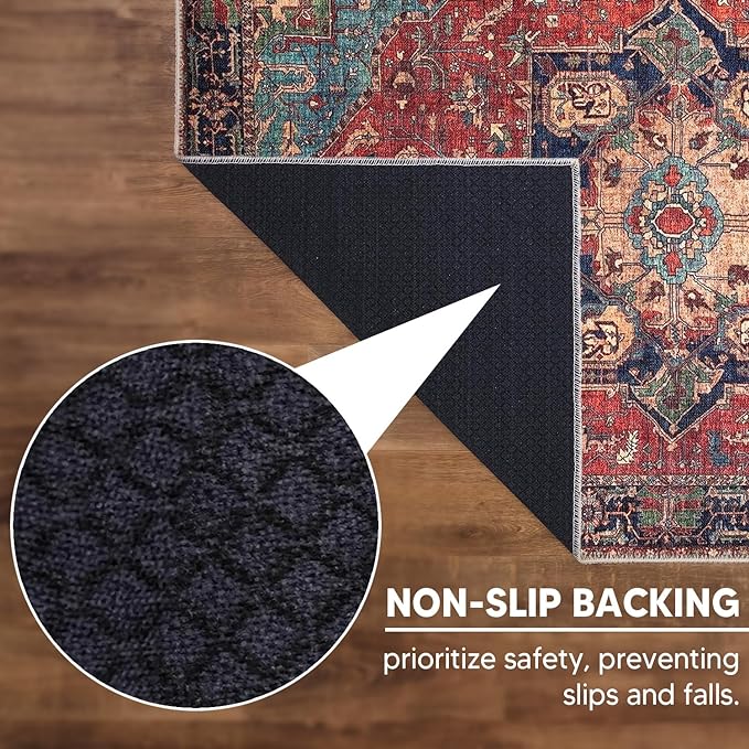 Keen Home Design 2x12 Rug - Machine Washable Runner Rug with Non-Slip Backing, Ideal for Hallway, Entryway, Kitchen, Laundry Room - Vintage, Easy Clean, Durable, Low Pile - (2'6" x 12')