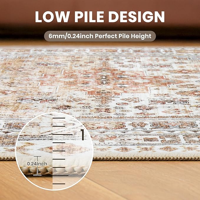zesthome Washable Runner Rug 2.5x16 - Stain Resistant Entryway Rug,Ultra-Thin Kitchen Rugs, Anti Slip Backing Runner Rugs for Entrance Laundry Room Indoor Hallway (Orange,2.5'x16')