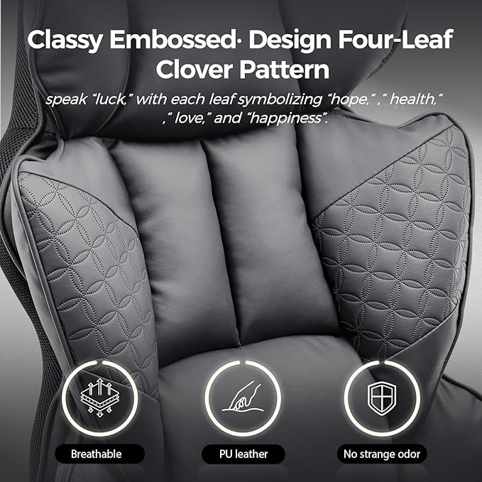 GTRACING Big and Tall Gaming Chair 400lbs Heavy Duty Office Chair with Foot Rest & Ergonomic Pocket Spring Lumbar Support, High Back 3D Saddle Shaped Cushion for Back Pain Relief, Grey