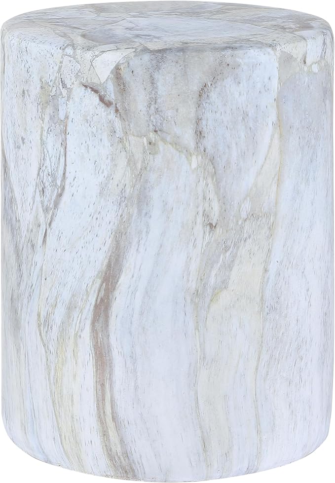 JONATHAN Y TBL1101B Troy 16" Modern Minimalist Faux Marble Column Indoor/Outdoor Indoor/Outdoor Accent Table Modern, Contemporary, Minimalist, Transitional for Living Room, Garden, Patio, Gray/Gold