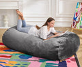 Hobestluk 5FT Bean Bag Chair Large Beanbag Lounger with Removable Cover Adult Bean Bag Chair with Portable Handle Desgin for Living Room Bedroom (Grey, 5FT)