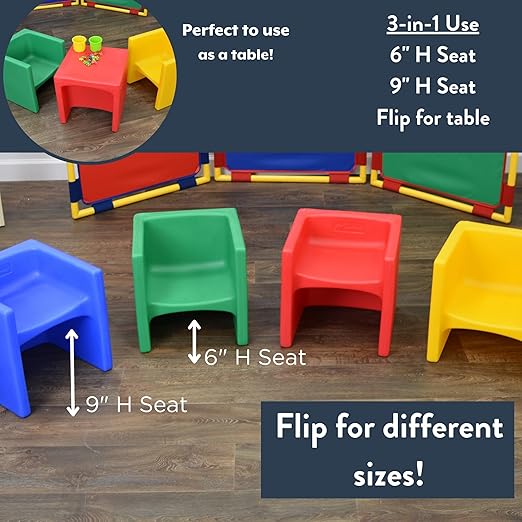 Children's Factory 3-in-1 Cube Chair for Kids, Flexible Seating Classroom Furniture, 1-Pack, Blue