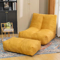 Bean Bag Chair with Ottoman, Comfy Bean Bag Sofa with Memory Foam, Lazy BeanBag Sofa with Footstool, Fireside Bean Bag Couch for Living Room, Bedroom, Apartment