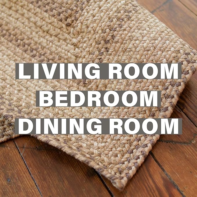 Homespice Cookie Dough Farmhouse Area Rugs 8x10' - Jute Braided Country Rugs for Bedroom and Living Room