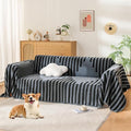 Boho Sofa Cover, Couch Covers for 3 Cushion Couch Sofa Pet Friendly, Sofa Cover Washable, Soft Chenille Living Room Couch Covers Slipcover, Pet Furniture Protecto (2# Dark Grey, 71" x 134")