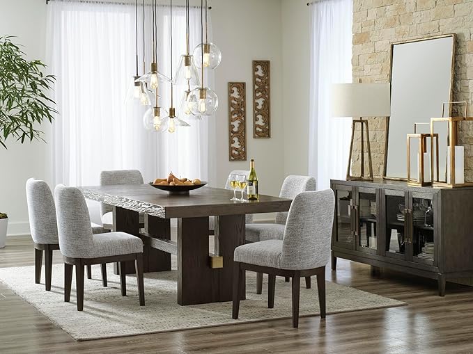 Signature Design by Ashley Burkhaus Traditional Upholstered Dining Chair, Set of 2, Dark Brown