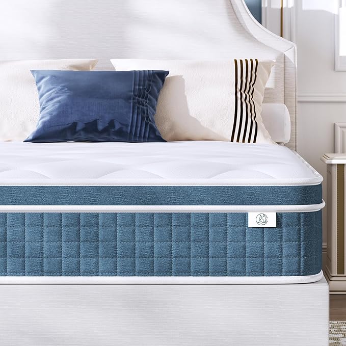 Queen Mattress 10 Inch, Hybrid Queen Bed Mattress with Individual Pocket Springs and Pressure-Relieving Memory Foam, Breathable, Medium Firm Mattress in a Box Queen Size 80"x60"x10"
