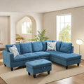 NAYSAYE Sectional Couch with Ottoman Storage, L Shaped Couch Sofa Furniture Sets, Modern Comfy Modular Comfy Sofa for Living Room Bedroom, Office and Apartment, Blue