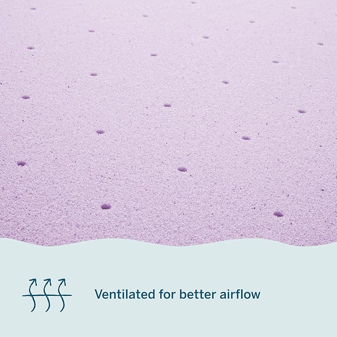 Lucid 4 Inch Lavender Infused Memory Foam Mattress Topper - Ventilated Design – Pressure Relieving Bed Topper - Mattress Pad – CertiPur Certified - Twin Size