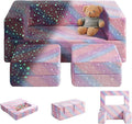 Kids Couch, Glow in The Dark Modular Explore Sofa for Toddler 3 in 1 Fold Out Sofa, Convertible Plush Couch with Washable and Durable Covers