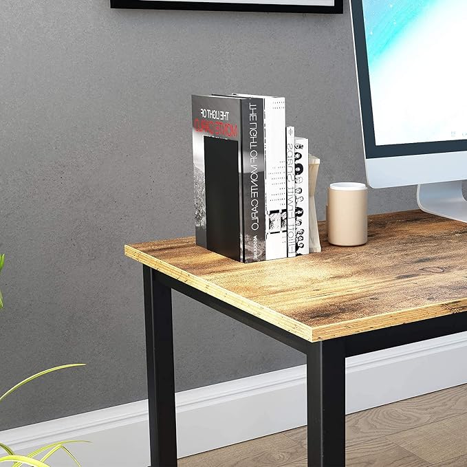 DlandHome 63 inch Computer Desk Home Office Table Writing Desk Study Table Gaming Desk Workstation (63 inch, Rustic Brown)
