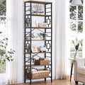 HOMISSUE Tall Bookshelf, 84 Inch Industrial Bookshelf with Metal Frame and Open Shelves, 7 Tier Metal Bookshelves and Bookcases, Rustic Tall Book Shelf for Office, Living Room and Bedroom, Brown