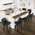 Counter Height Swivel Bar Stools Set of 6, 26 Inch Bar Stools with Footrest, Faux Leather Upholstered Barstools with Back and Solid Wood Legs for Kitchen Island, Dining Room,Pub,Black