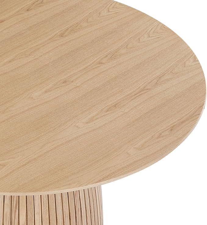 Wooden Kitchen Round Dining Table for 4-6, Round Kitchen Table with Circular Tabletop with Wood Pedestal Base, Rustic Farmhouse Furniture