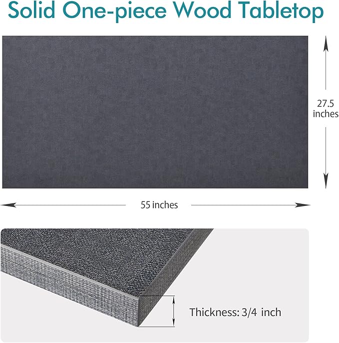 Kaboon Universal Tabletop 55"x27.5", Solid One-Piece Melamine Table Top, Double Desk L-Desk DIY, Home and Office Countertop, Fabric Blue