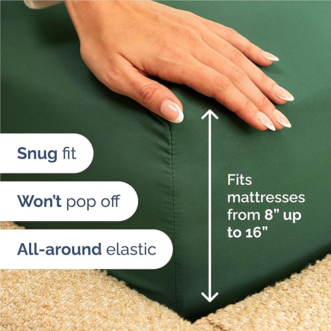 Twin XL Size 3 Piece Sheet Set - Comfy Breathable & Cooling Bed Sheets Set - Hotel Luxury Bedding for Women, Men, Kids, Teens, Boys & Girls - Deep Pockets and Wrinkle Free - Oeko-Tex - Emerald Green
