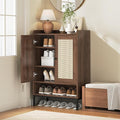Rattan Shoe Cabinet Storage for Entryway, Shoe Cabinet with Adjustable Shelves for Entryway, 5-Tier, 20 Pair Shoe Rack Storage for Hallway, Closet, Living Room, Brown