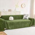 hyha Couch Cover for Dogs, Boho Sofa Covers for 3 Cushion Couch Washable, Chenille Sofa Slipcover for Pets, Soft Loveseat Sectional Couch Throw Blankets with Tassels (Green, 88.5x134 Inch)