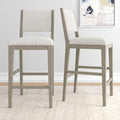 Plank+Beam Sereno Bar Stool, 30", Set of 2, Sturdy Wood Modern Kitchen Bar Height Stool, Upholstered Cushion Bar Chair with Back, Antique White/Ivory