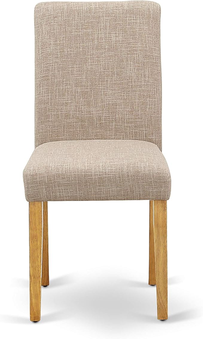 East West Furniture VAAB5-OAK-04 5 Piece Kitchen Table Set for 4 Includes an Oval Dining Table with Butterfly Leaf and 4 Light Tan Linen Fabric Upholstered Chairs, 40x76 Inch, Oak
