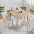 Ball & Cast 5 Piece Dining Table Set with 4 Upholstered Chairs,Wooden Living Room Furniture W/ 34.5" Square Kitchen Desk & Backrest Chair,for Small Space,Dining Room,Liaght Oak & Beige