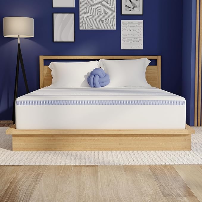 Vibe Gel Memory Foam Mattress, 12-Inch CertiPUR-US Certified Bed-in-a-Box, Full, White