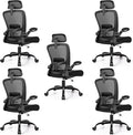 FelixKing Ergonomic Office Chair, Headrest Desk Chair with Adjustable Lumbar Support, Home Office Swivel Task Chair with High Back and Armrest, Adjustable Height Gaming Chair(Black),Pack of 5