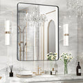 40×30 Black Bathroom Mirror, Rectangular Bathroom Vanity Mirror for Wall with Rounded Corners & Aluminum Alloy Frame, Tempered-Glass, Modern, Farmhouse, Horizontal/Vertical, Entryway, Bedroom